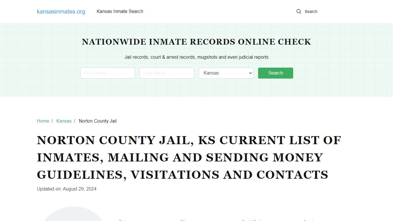 Norton County Jail, KS: Offender Locator, Visitation & Contact Info